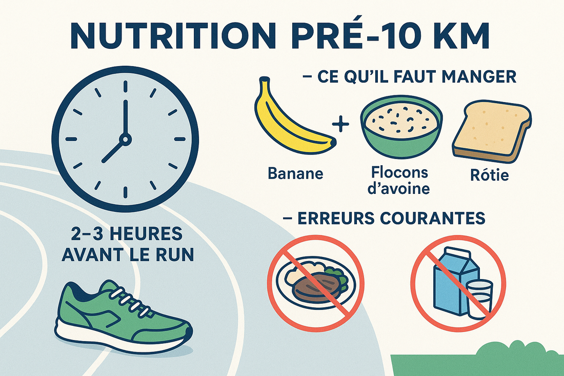 Quoi manger avant 10 km : timing, portions, erreurs